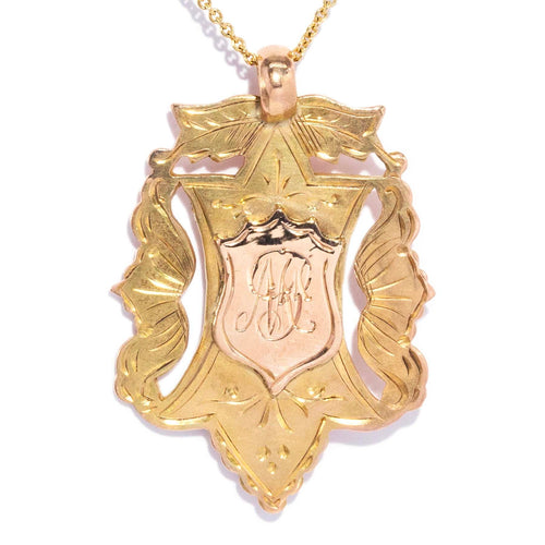 Maud Medallion Shield Award Pendant 9K Yellow Gold