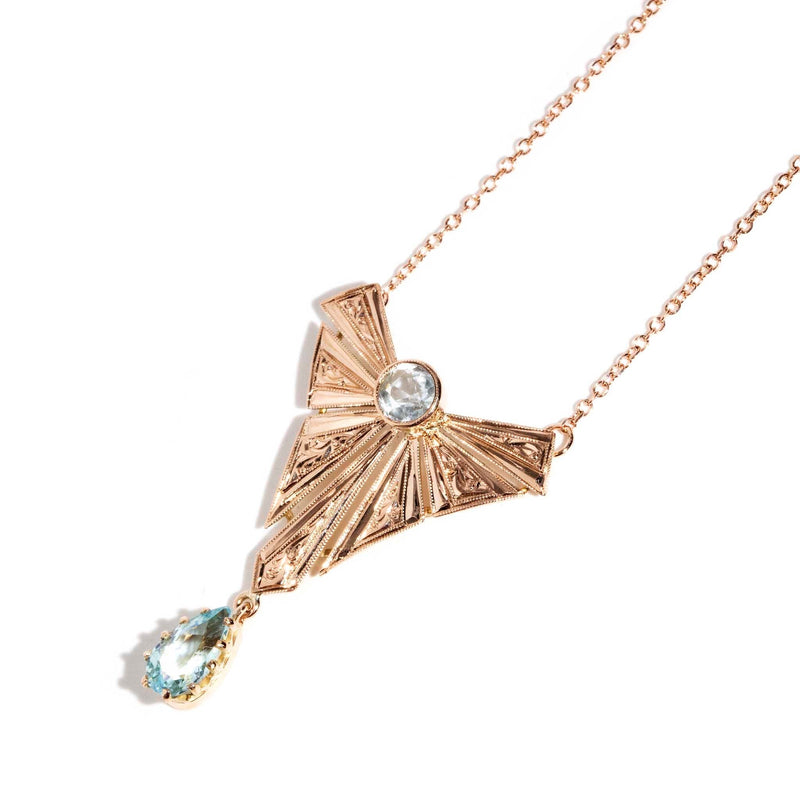 Maude 1960s Aquamarine & Topaz Necklet 9ct Rose Gold* DRAFT Pendants/Necklaces Imperial Jewellery 