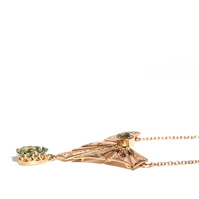 Maude 1960s Aquamarine & Topaz Necklet 9ct Rose Gold* DRAFT Pendants/Necklaces Imperial Jewellery 