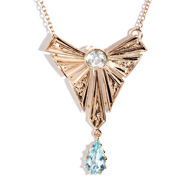 Maude 1960s Aquamarine & Topaz Necklet 9ct Rose Gold* DRAFT Pendants/Necklaces Imperial Jewellery Imperial Jewellery - Hamilton 