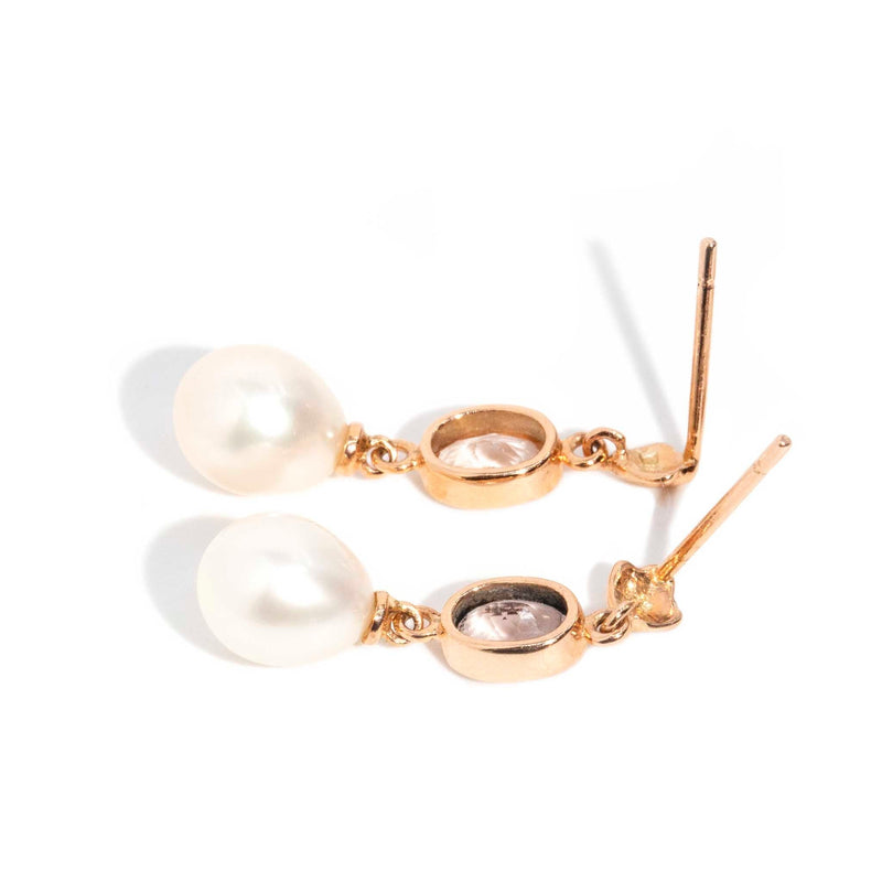Maude Morganite & Pearl Drop Earrings 9ct Rose Gold* DRAFT Earrings Imperial Jewellery 