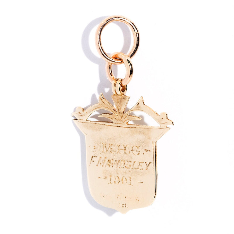 Mawlsley Circa 1900s 9ct Gold Vintage Engraved Shield Pendant Pendants/Necklaces Imperial Jewellery 