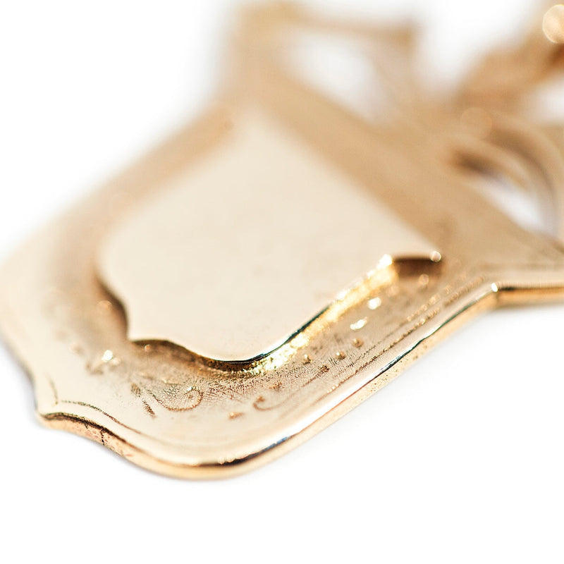 Mawlsley Circa 1900s 9ct Gold Vintage Engraved Shield Pendant Pendants/Necklaces Imperial Jewellery 