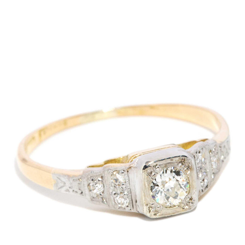 Vintage Circa 1940s Old Cut Diamond Ring 18 Carat Yellow Gold