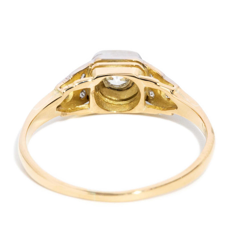 Vintage Circa 1940s Old Cut Diamond Ring 18 Carat Yellow Gold