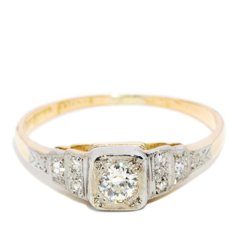 Vintage Circa 1940s Old Cut Diamond Ring 18 Carat Yellow Gold