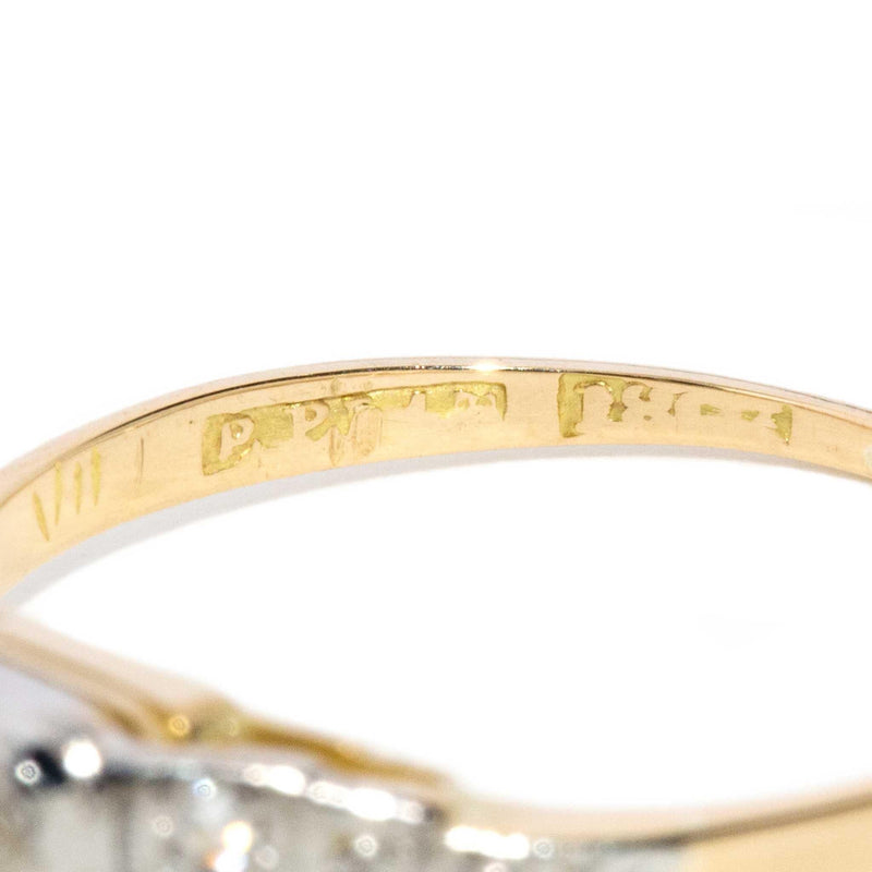 Vintage Circa 1940s Old Cut Diamond Ring 18 Carat Yellow Gold
