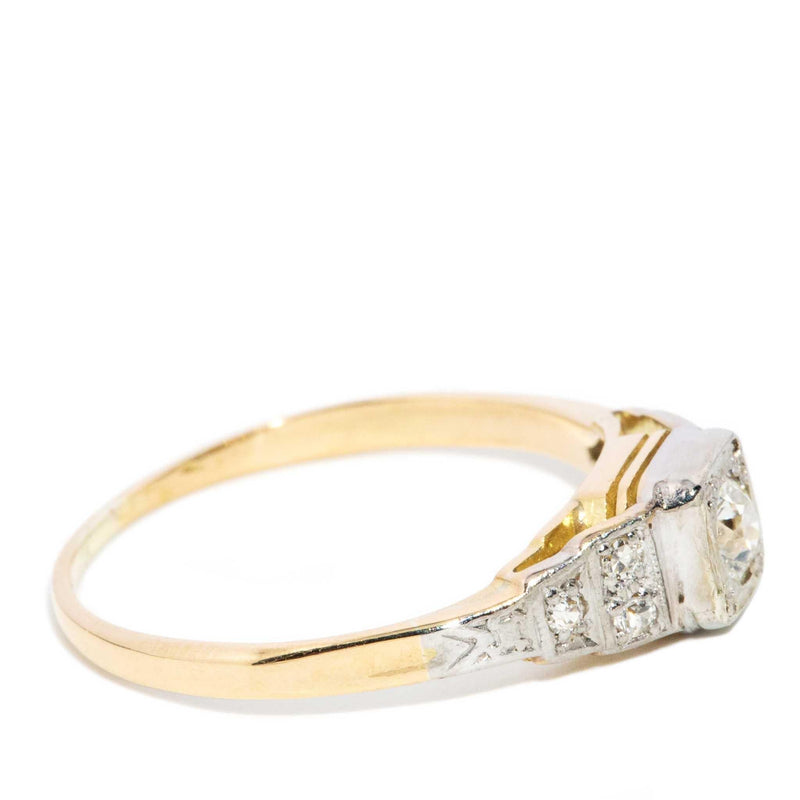 Vintage Circa 1940s Old Cut Diamond Ring 18 Carat Yellow Gold
