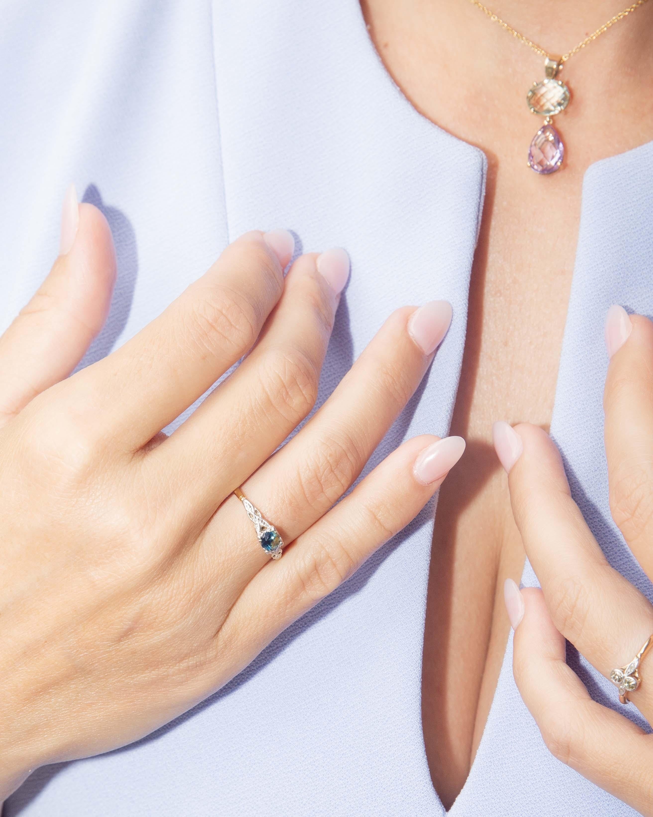 Vintage Circa 1990s Amethyst & Green Quartz Pendant 9ct Gold