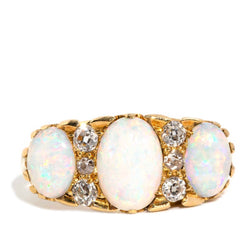 Melena 1950s Opal & Old Cut Diamond Ring 18ct Gold Rings Imperial Jewellery Imperial Jewellery - Hamilton 