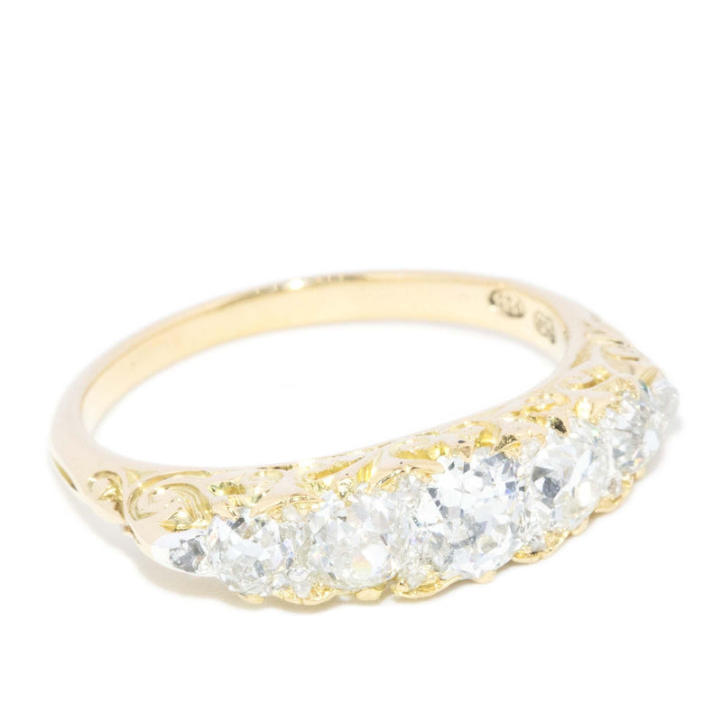 Antique Victorian Diamond London Bridge Filigree Ring 18 Carat Gold