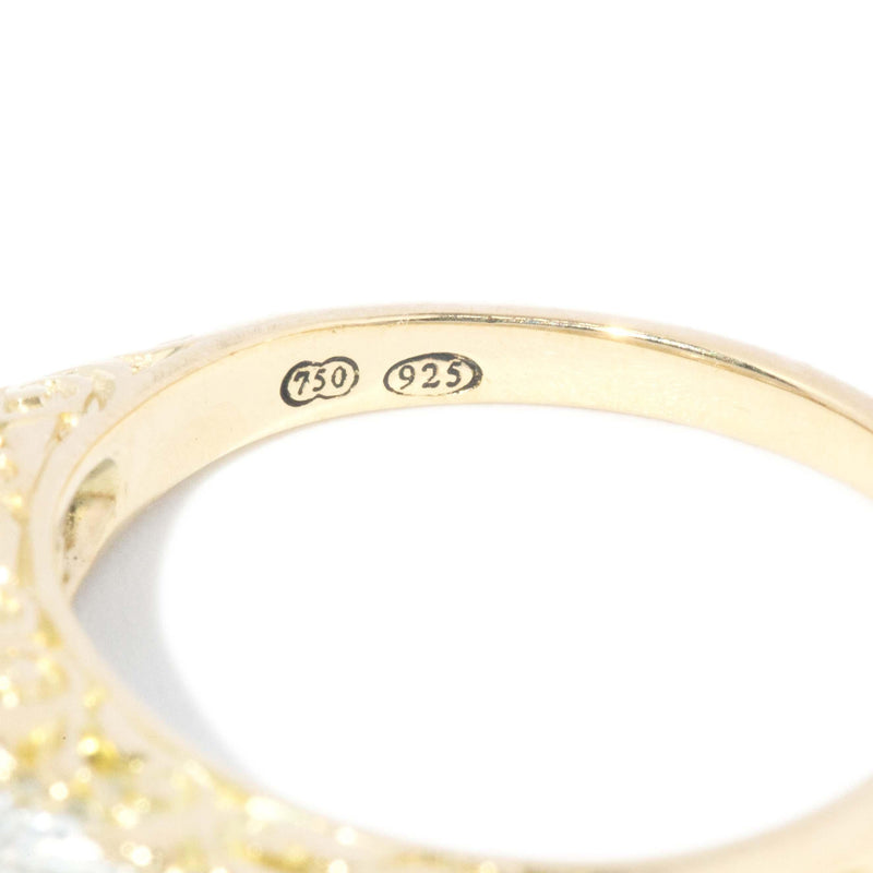 Antique Victorian Diamond London Bridge Filigree Ring 18 Carat Gold