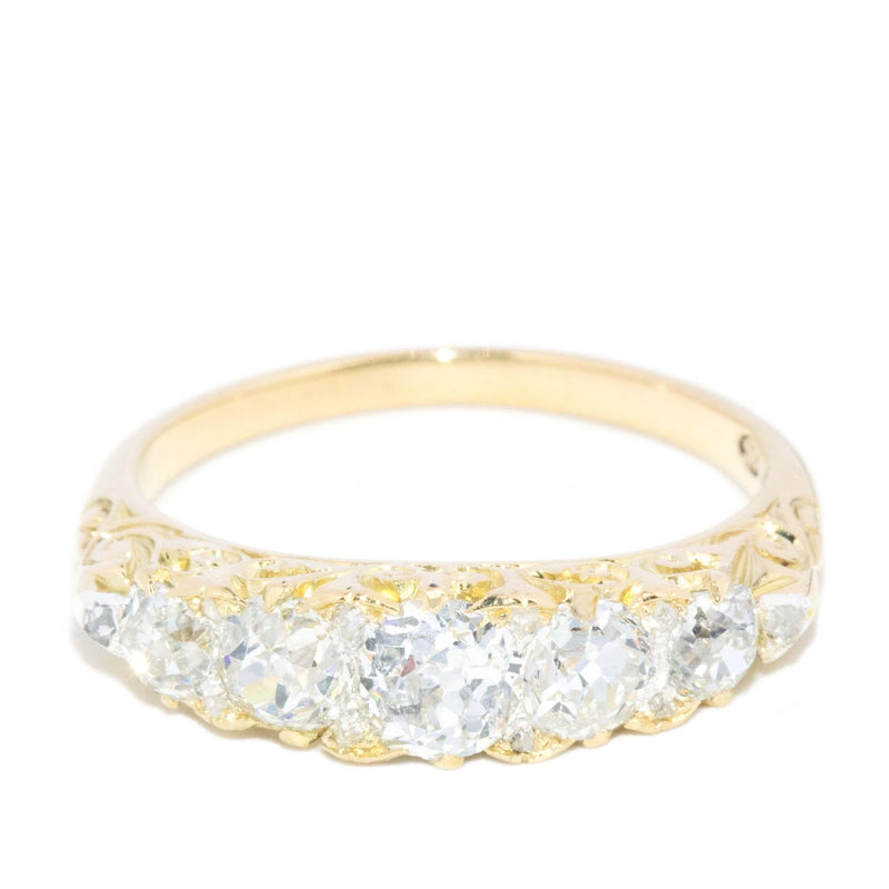 Antique Victorian Diamond London Bridge Filigree Ring 18 Carat Gold