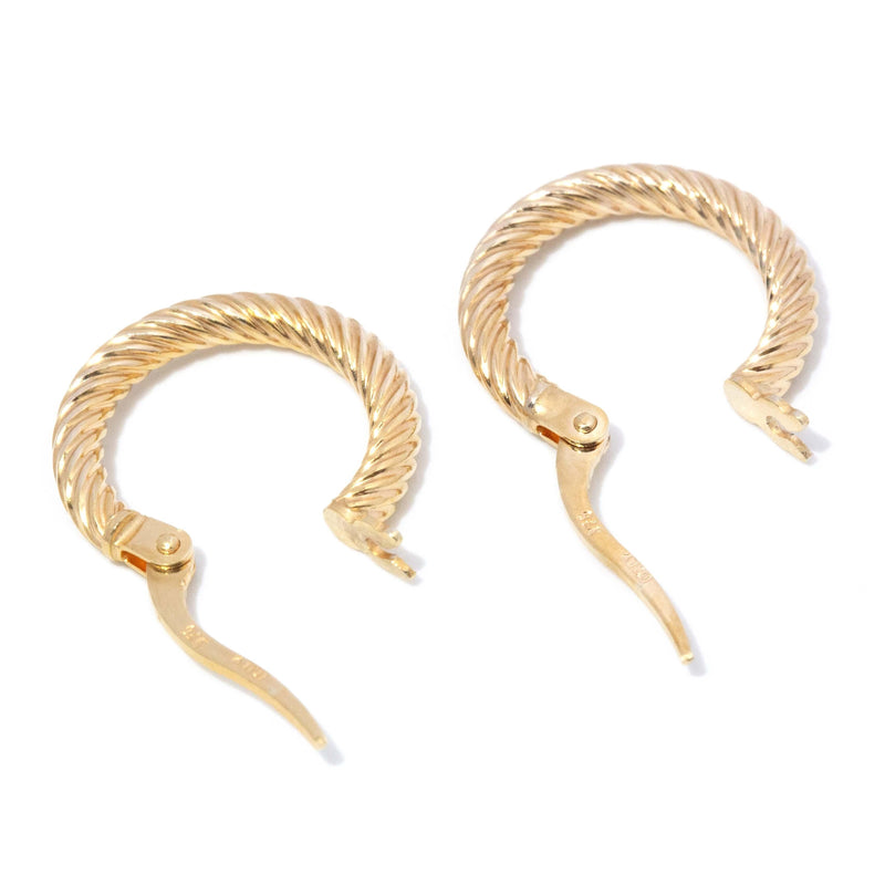 Vintage 1990s Three Quarter Twisted Hoop Earrings 9 Carat Gold