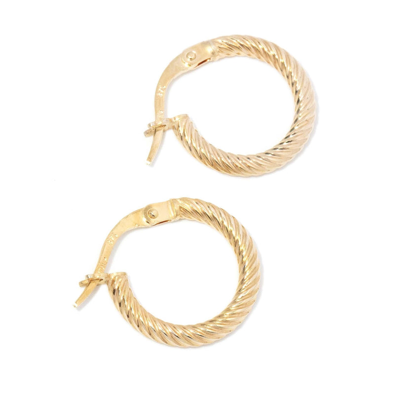 Vintage 1990s Three Quarter Twisted Hoop Earrings 9 Carat Gold
