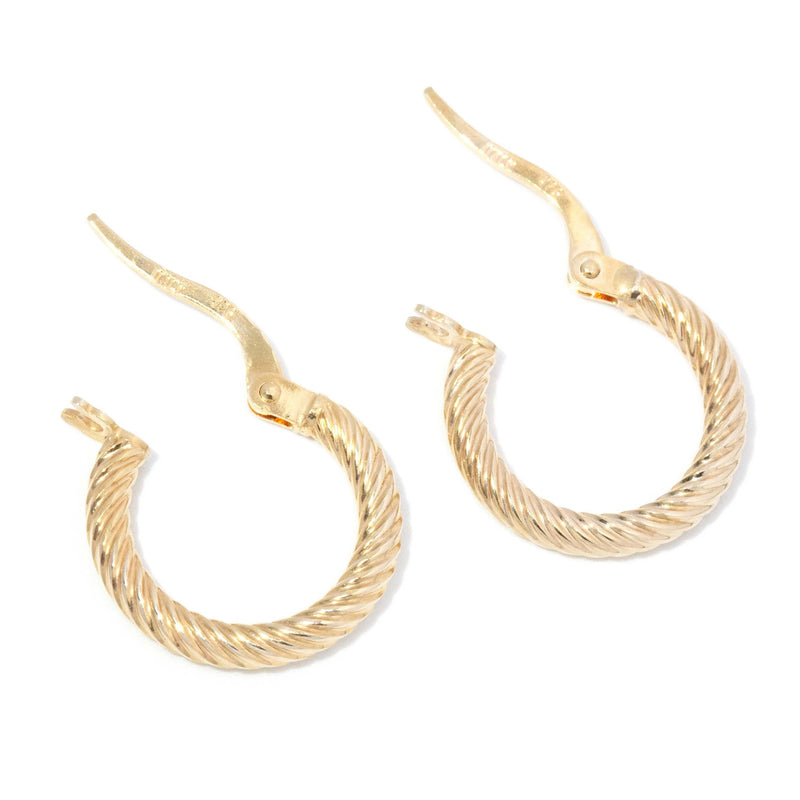 Vintage 1990s Three Quarter Twisted Hoop Earrings 9 Carat Gold