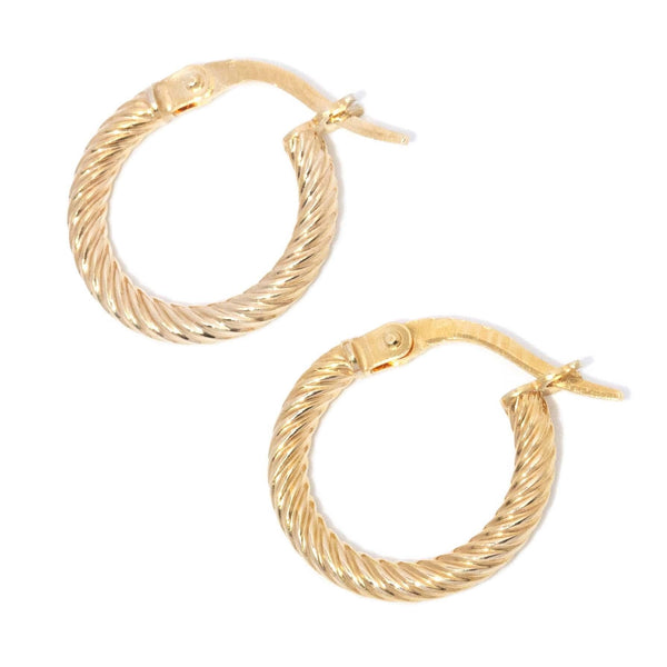 Vintage 1990s Three Quarter Twisted Hoop Earrings 9 Carat Gold