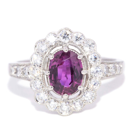 Melissa Art Deco Ruby & Diamond Platinum Halo Ring