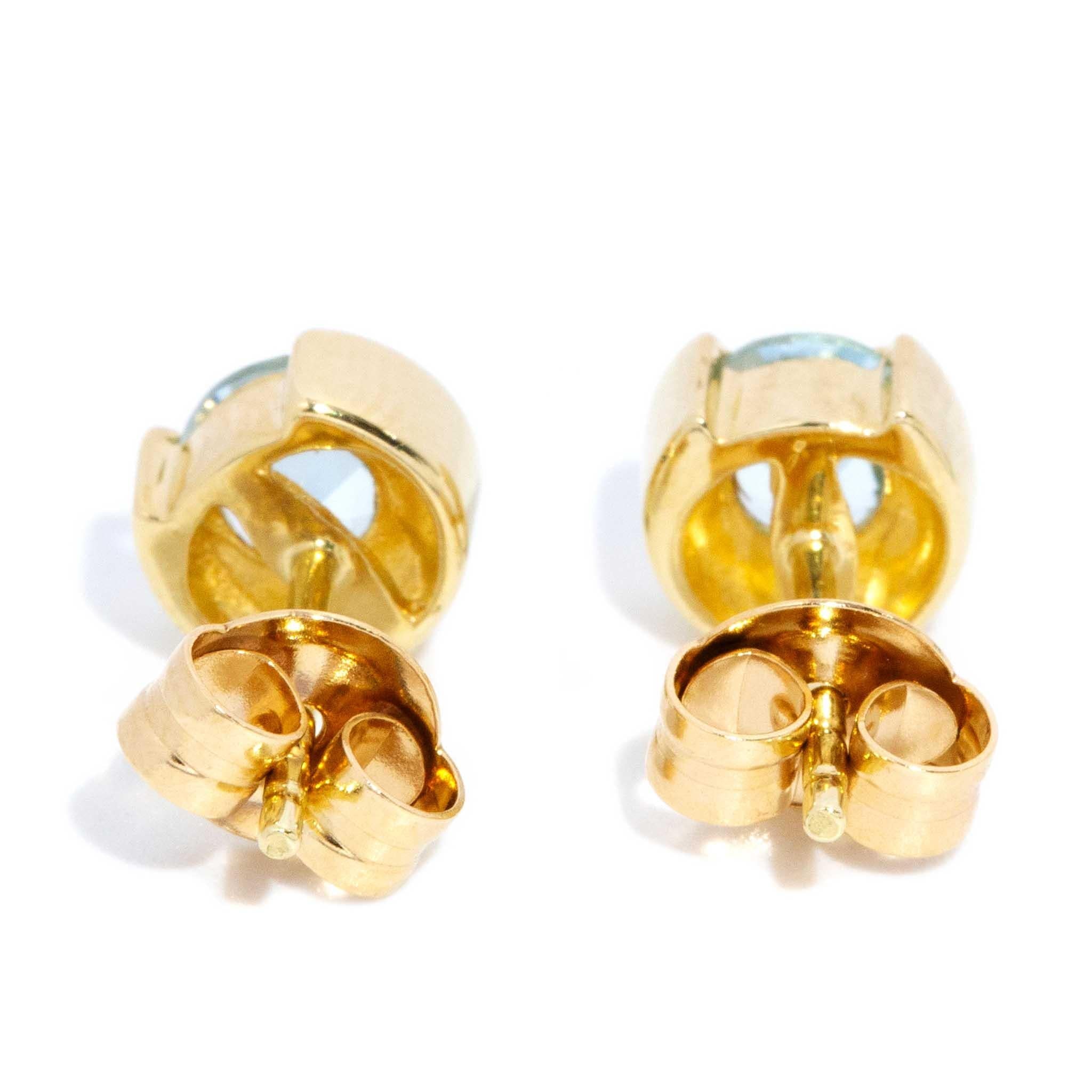 Meredith Rubover Topaz Studs 14ct Gold