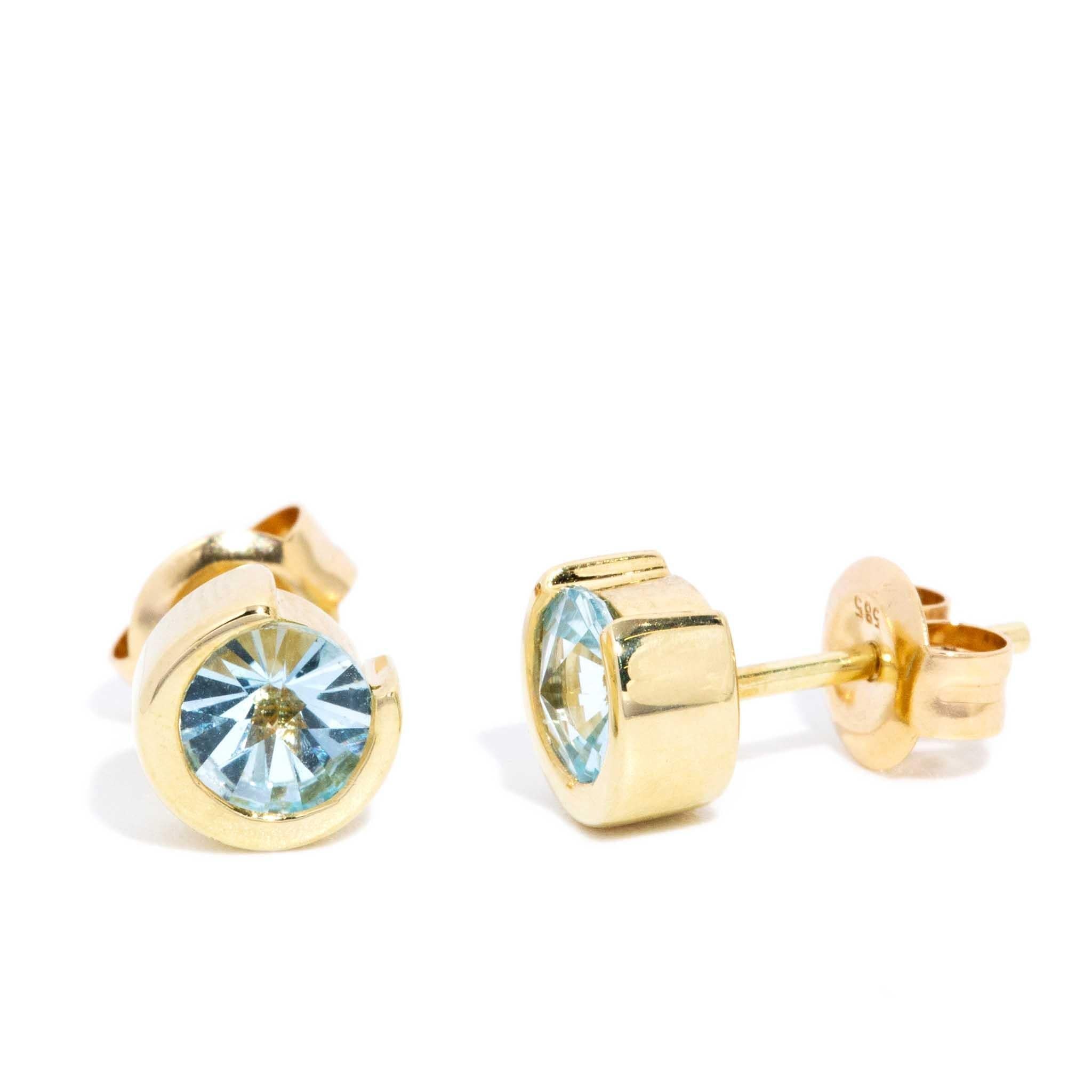Meredith Rubover Topaz Studs 14ct Gold