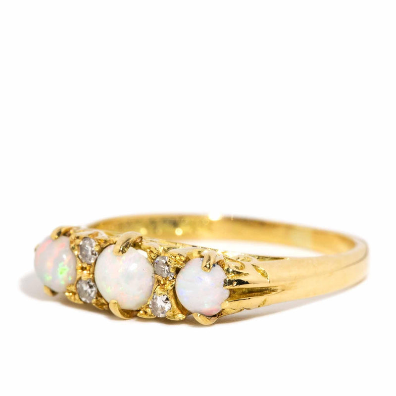 Meryl 1972 Australian Opal & Diamond Ring 18ct Gold