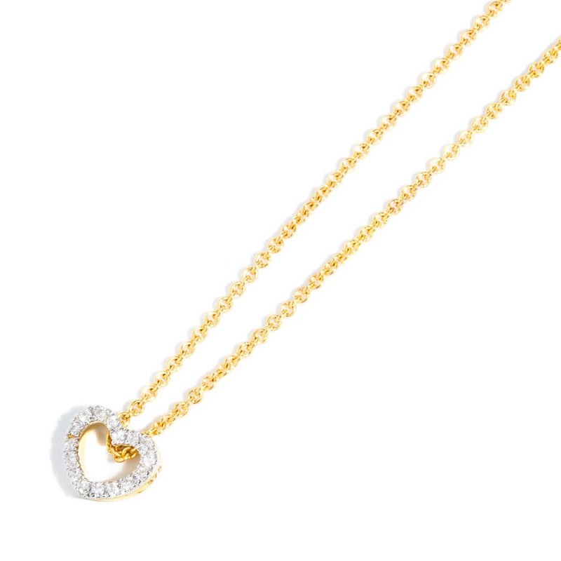 Mi Amor Love Heart Diamond Pendant & Chain 9ct Gold Necklaces Imperial Jewellery 
