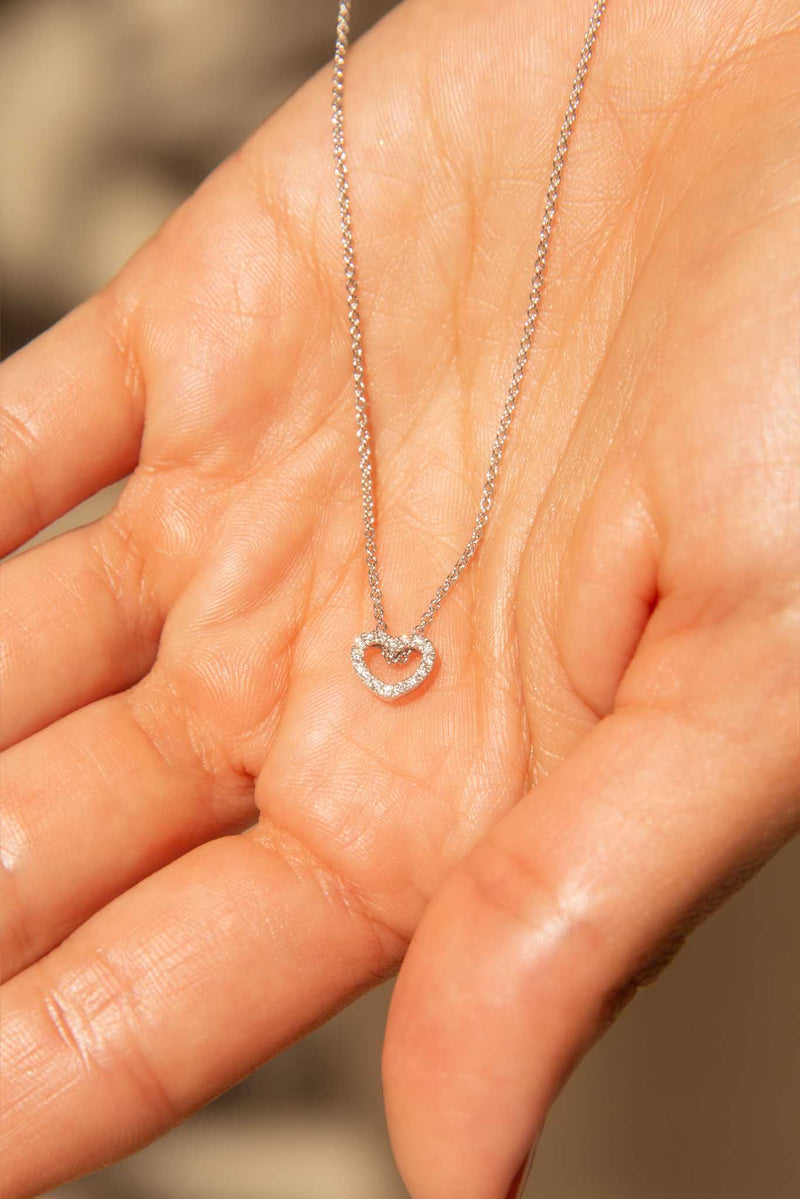 Mi Amor Love Heart Diamond Pendant & Chain 9ct Gold Necklaces Imperial Jewellery 