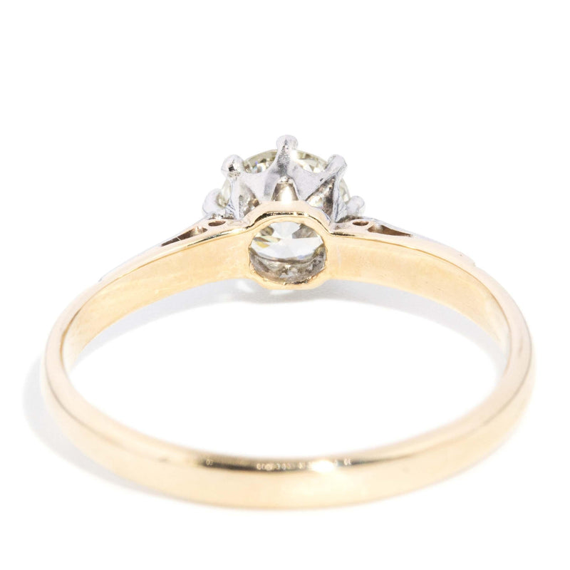 Vintage Circa 1950s Diamond Solitaire Ring 9 Carat Gold Platinum (OB)