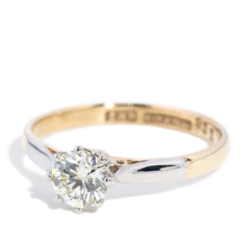 Vintage Circa 1950s Diamond Solitaire Ring 9 Carat Gold Platinum (OB)