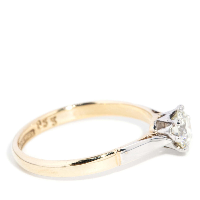 Vintage Circa 1950s Diamond Solitaire Ring 9 Carat Gold Platinum (OB)