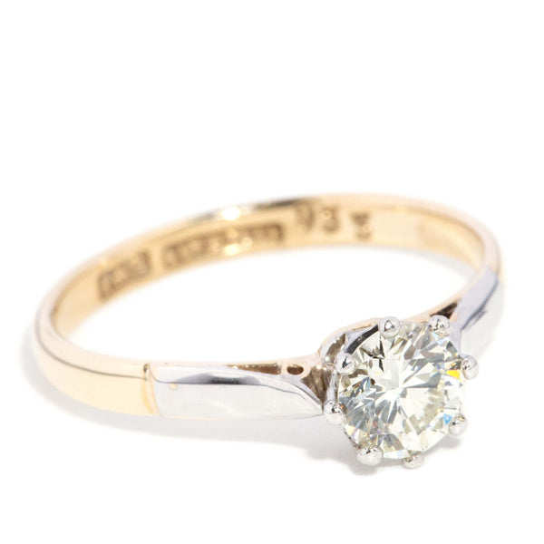 Vintage Circa 1950s Diamond Solitaire Ring 9 Carat Gold Platinum (OB)