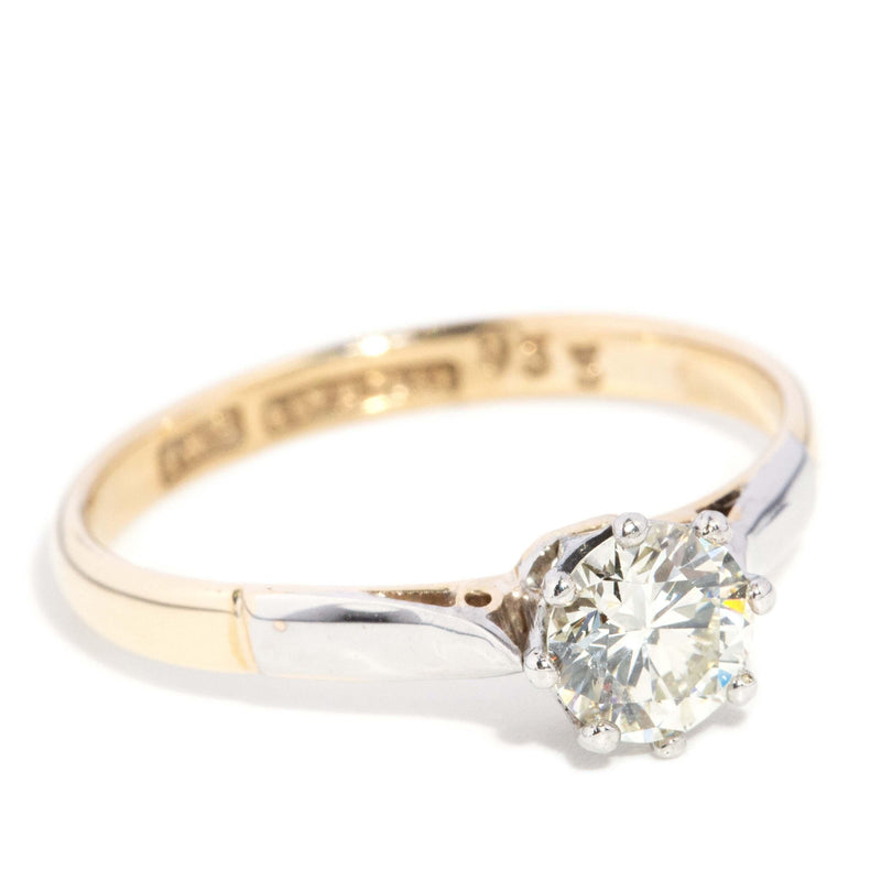 Vintage Circa 1950s Diamond Solitaire Ring 9 Carat Gold Platinum (OB)