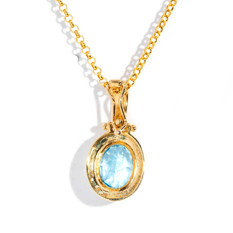 Mila 1990s Blue Topaz Enhancer Pendant & Chain 9ct Gold* DRAFT Pendants/Necklaces Imperial Jewellery 