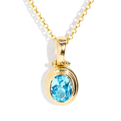 Mila 1990s Blue Topaz Enhancer Pendant & Chain 9ct Gold* DRAFT Pendants/Necklaces Imperial Jewellery Imperial Jewellery - Hamilton 