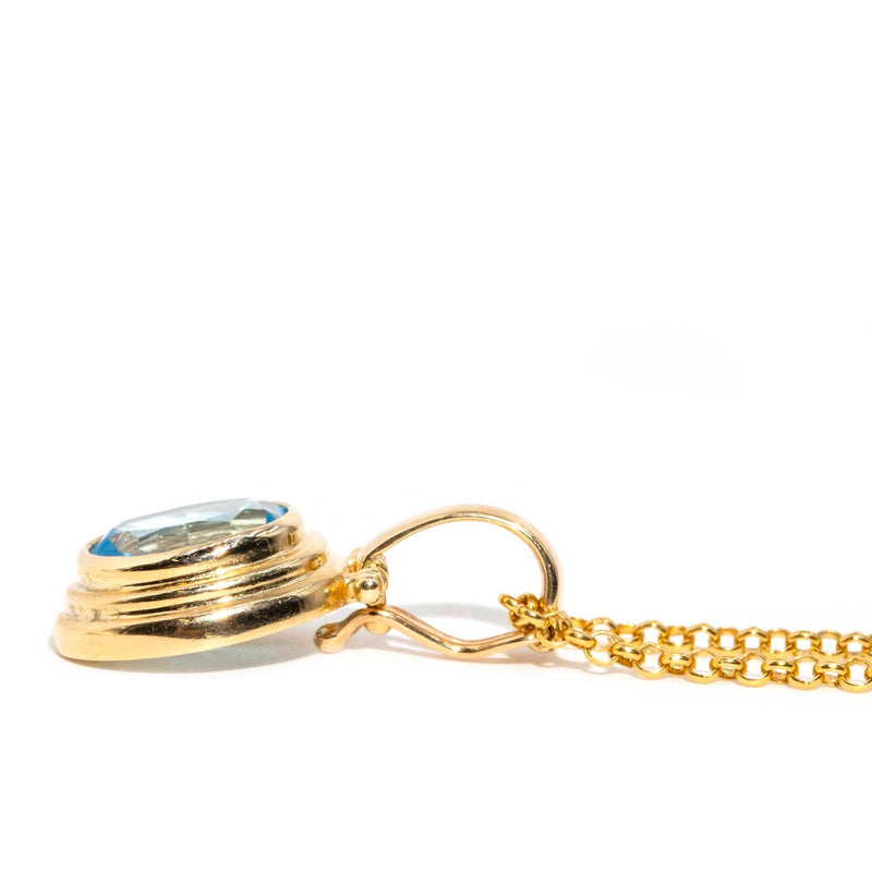 Mila 1990s Blue Topaz Enhancer Pendant & Chain 9ct Gold* DRAFT Pendants/Necklaces Imperial Jewellery 