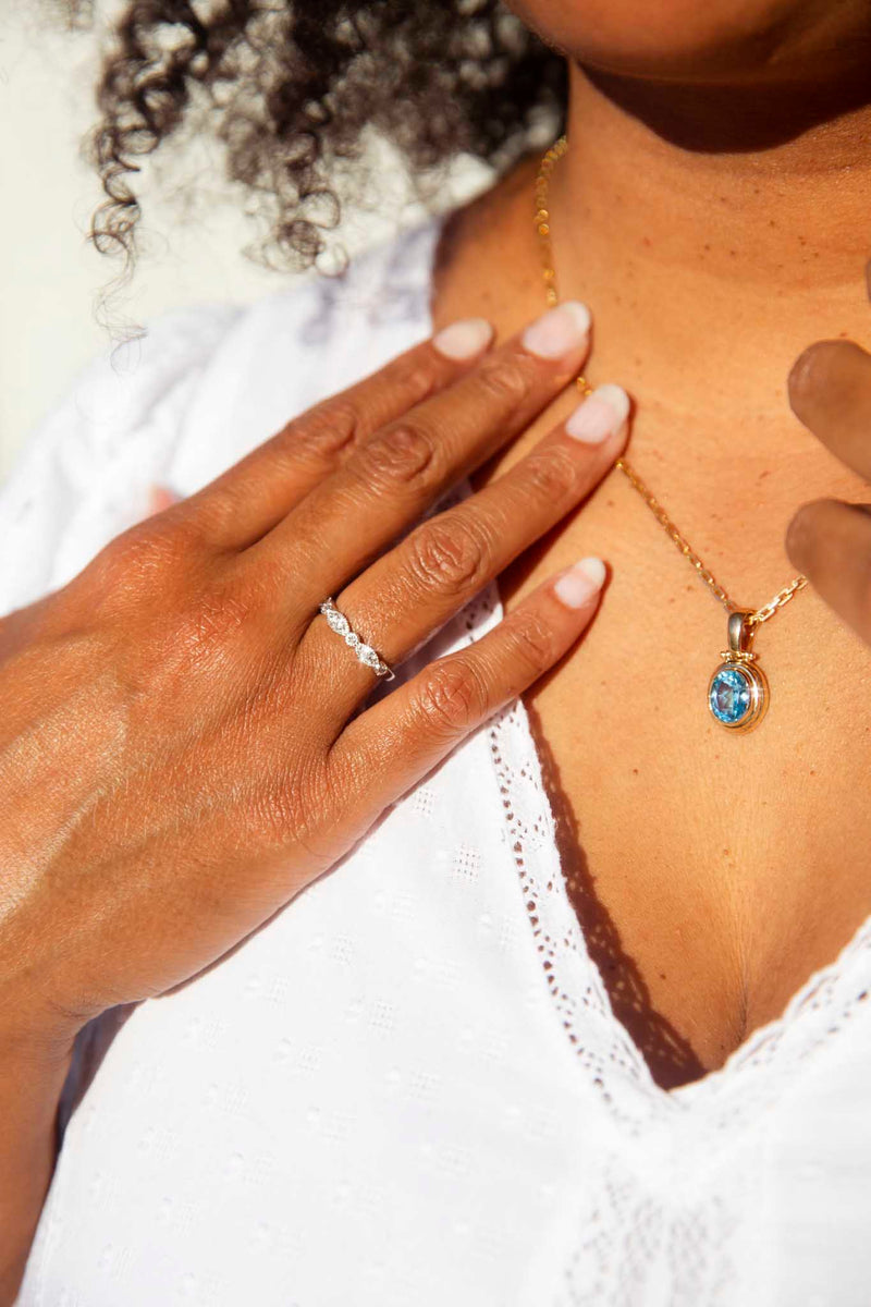 Mila 1990s Blue Topaz Enhancer Pendant & Chain 9ct Gold* DRAFT Pendants/Necklaces Imperial Jewellery 