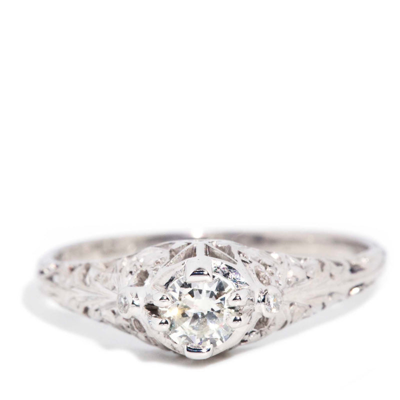 Mildred 1950s 0.25 Carat Diamond Ring 18ct White Gold* GTG Rings Imperial Jewellery Imperial Jewellery - Hamilton 