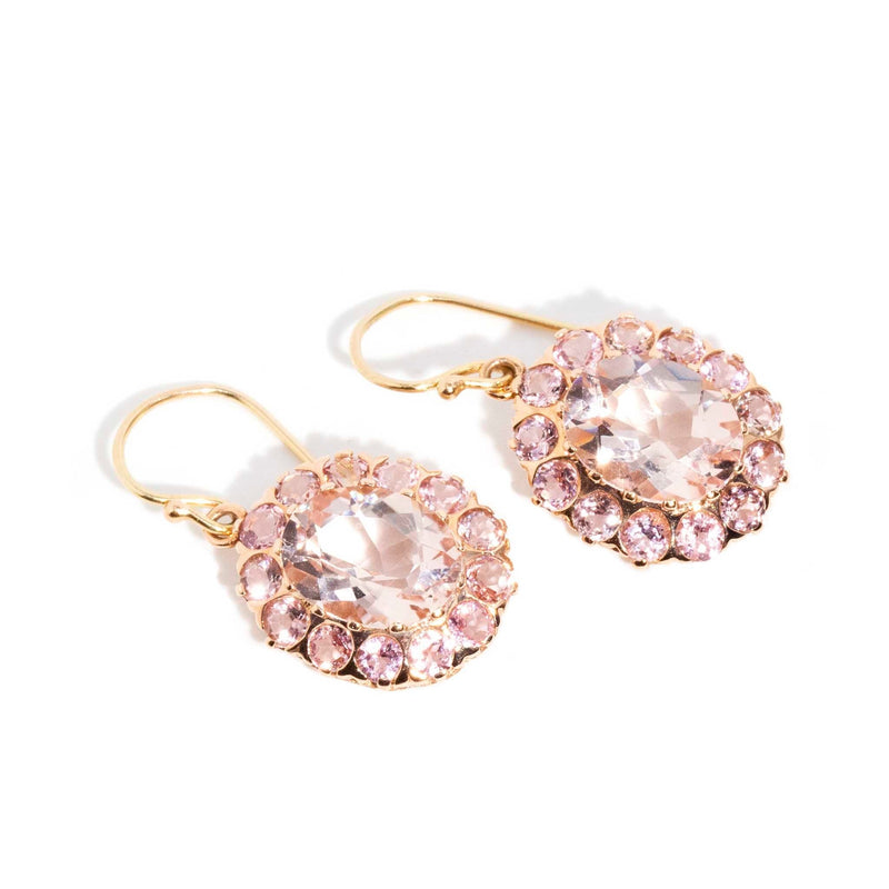 Millicent Morganite & Tourmaline Cluster Drop Earrings 9ct Gold* DRAFT Earrings Imperial Jewellery 