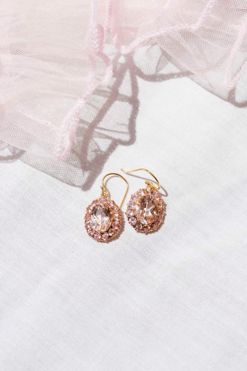 Millicent Morganite & Tourmaline Cluster Drop Earrings 9ct Gold Earrings Imperial Jewellery 