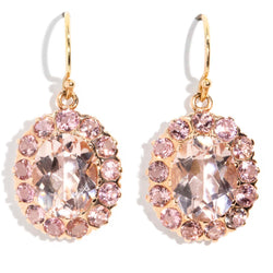 Millicent Morganite & Tourmaline Cluster Drop Earrings 9ct Gold Earrings Imperial Jewellery 