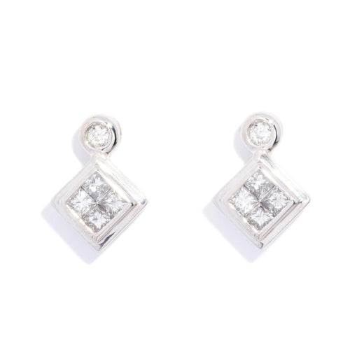 Millie Princess Diamond Kite Shaped Studs 18K White Gold