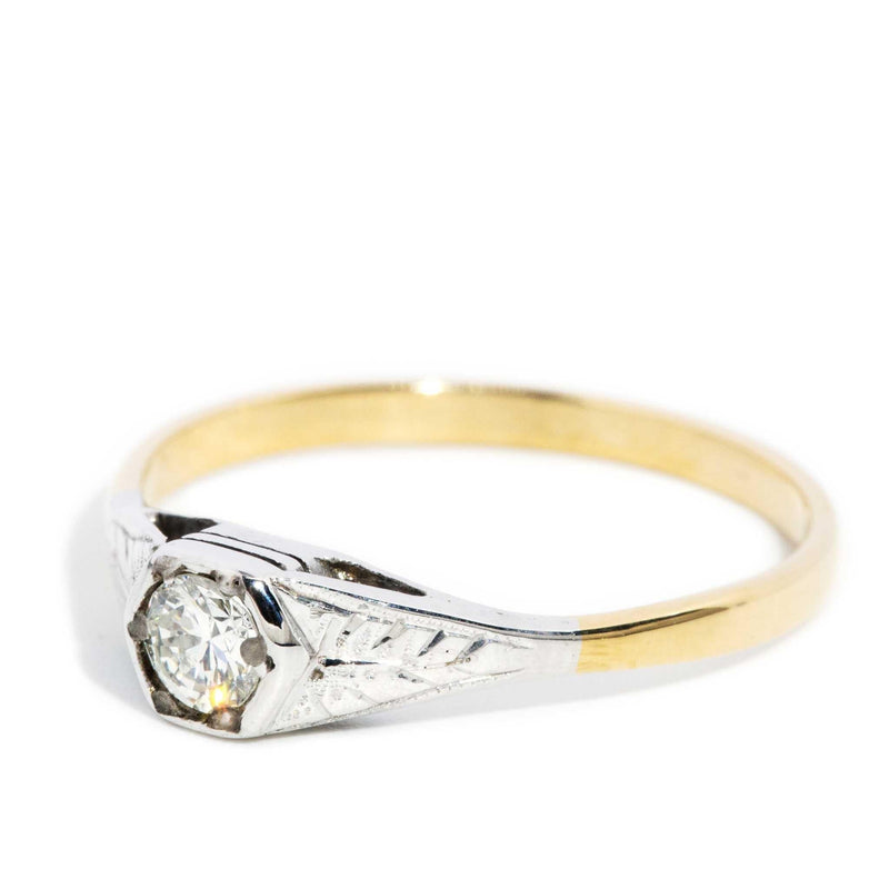 Minnie 1940s Diamond Solitaire Ring 18ct Gold