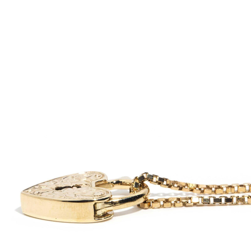 Vintage Circa Circa 1960s Padlock and Chain 9ct Yellow Gold