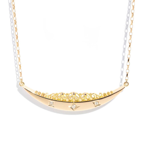 Miranda Georgian Diamond Crescent Necklet 15K Yellow Gold