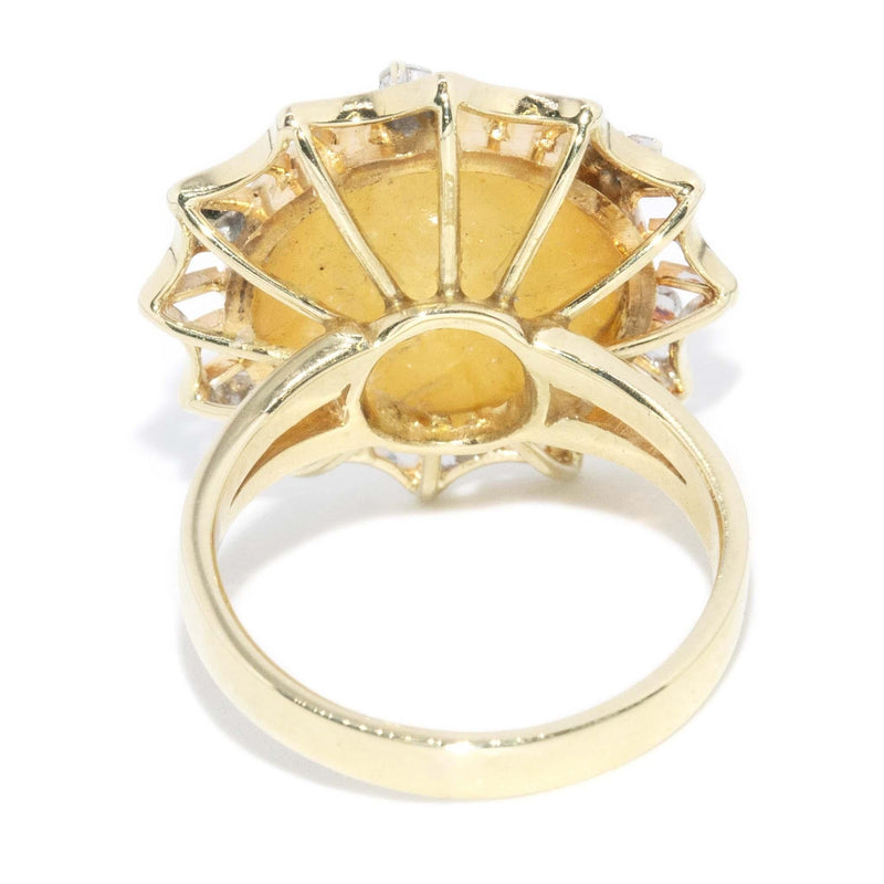 Vintage Circa 1950s Pearl and Diamond Halo Ring 14 Carat Gold