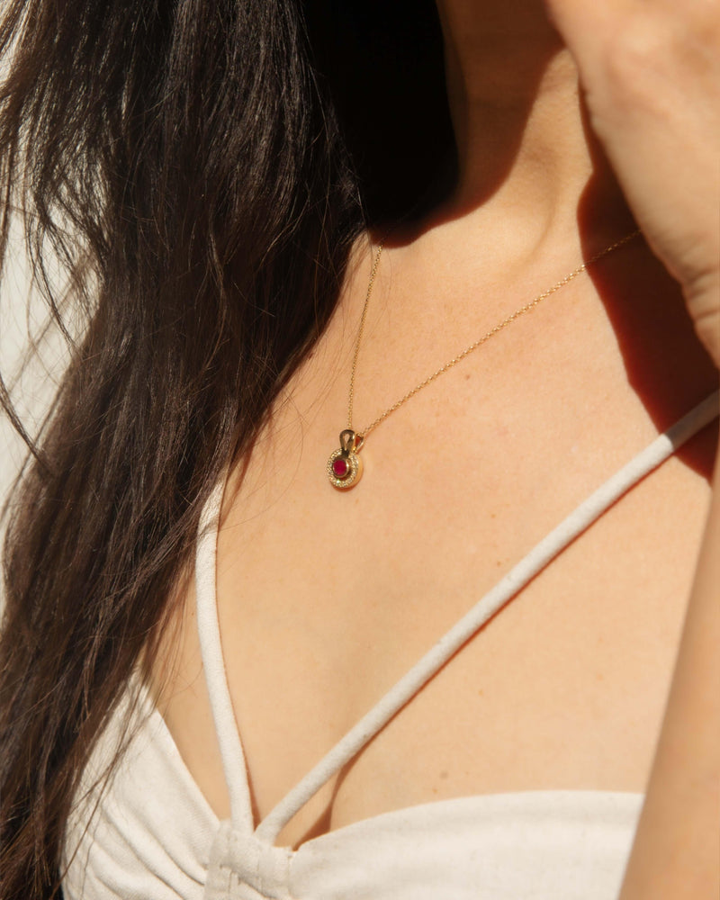 Vintage Circa 1990s Ruby & Diamond Pendant 9 Carat Gold