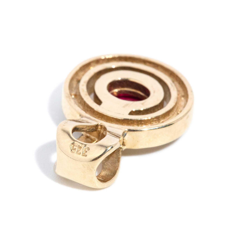 Vintage Circa 1990s Ruby & Diamond Pendant 9 Carat Gold