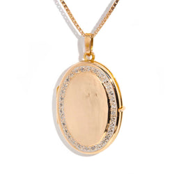 Missie 1980s Diamond Oval Locket & Chain 9ct Gold* DRAFT Pendants/Necklaces Imperial Jewellery Imperial Jewellery - Hamilton 