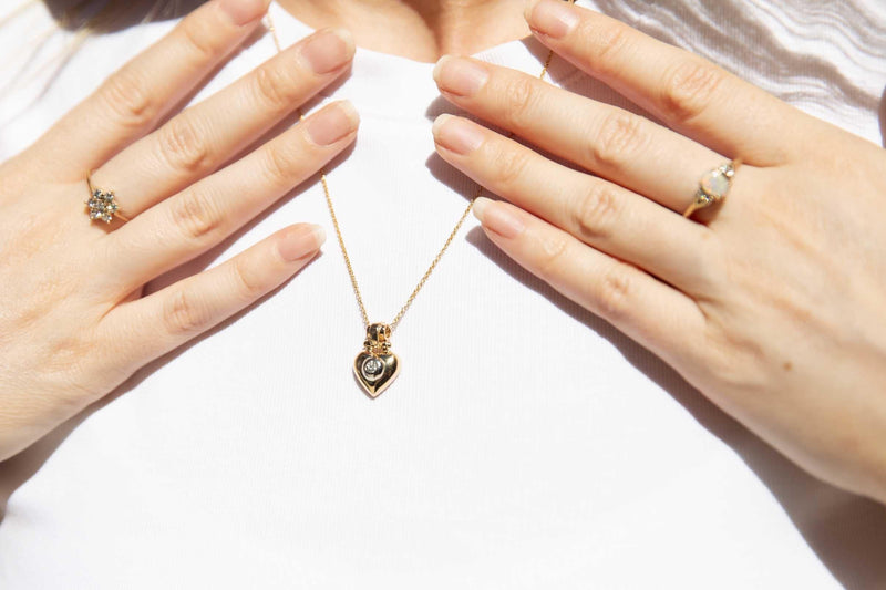 Missy 1990sDiamond Puffy Heart Pendant 18ct Gold