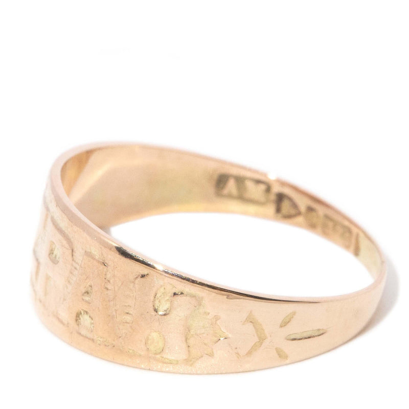 Mizpah Vintage Circa ____s Watchtower Ring 9ct Rose Gold (OB)